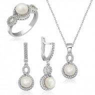 Gümüş İncili Sonsuzluk Bayan Set Gümüş İncili Sonsuzluk Bayan Set