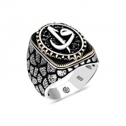 Gümüş Elif Vav Oval Erkek Yüzük Gümüş Elif Vav Oval Erkek Yüzük