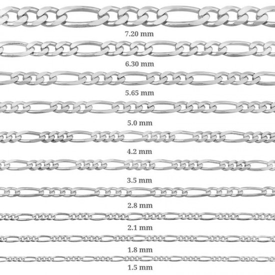 1.50 mm Gümüş Figaro Zincir - 0.40 mikron
