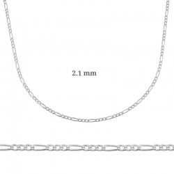 2.1 mm Gümüş Figaro Zincir - 0.60 mikron