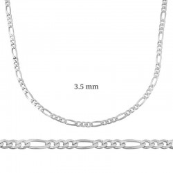 3.5 mm Gümüş Figaro Zincir - 100 mikron