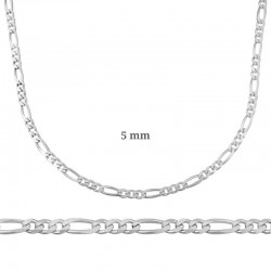 5 mm Gümüş Figaro Zincir - 140 mikron