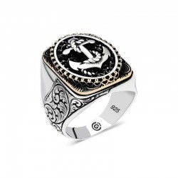 Gümüş Deniz Çapası Oval Erkek Yüzük Gümüş Deniz Çapası Oval Erkek Yüzük