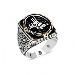 Gümüş Tuğra Oval Erkek Yüzük Gümüş Tuğra Oval Erkek Yüzük