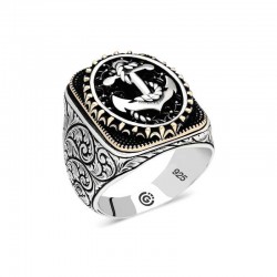 Gümüş Deniz Çapası Oval Erkek Yüzük Gümüş Deniz Çapası Oval Erkek Yüzük