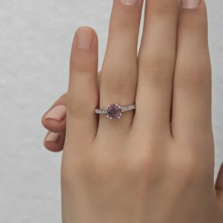 Gümüş Mor Baget Tek Taş Kadın Yüzük Gümüş Mor Baget Tek Taş Kadın Yüzük