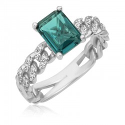 Gümüş Mavi Baget Taşlı Kadın Yüzük Gümüş Mavi Baget Taşlı Kadın Yüzük