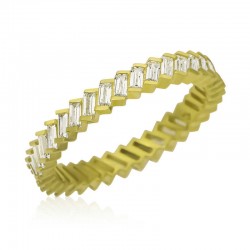 Gümüş Baget Taşlı Gold Tamtur Kadın Yüzük Gümüş Baget Taşlı Gold Tamtur Kadın Yüzük