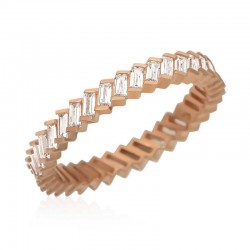 Gümüş Baget Taşlı Rose Tamtur Kadın Yüzük Gümüş Baget Taşlı Rose Tamtur Kadın Yüzük