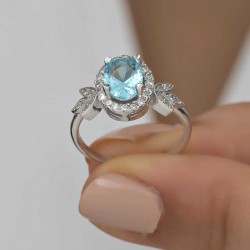 Gümüş Turkuaz Oval Taşlı Kadın Yüzük Gümüş Turkuaz Oval Taşlı Kadın Yüzük