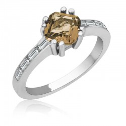 Gümüş Kahverengi Baget Tek Taş Kadın Yüzük Gümüş Kahverengi Baget Tek Taş Kadın Yüzük