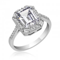 Gümüş Beyaz Taşlı Baget Kare Kadın Yüzük Gümüş Beyaz Taşlı Baget Kare Kadın Yüzük