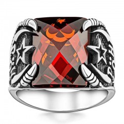 Gümüş Polis Özel Harekat Kırmızı Taşlı Yüzük Gümüş Polis Özel Harekat Kırmızı Taşlı Yüzük