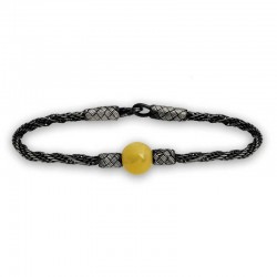 Gümüş Damla Kehribar Kazaziye Örgü Bileklik Gümüş Damla Kehribar Kazaziye Örgü Bileklik