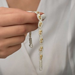 Gümüş İnci Kazaziye Örgü Bileklik Gümüş İnci Kazaziye Örgü Bileklik