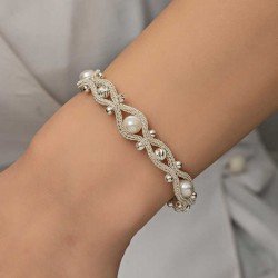 Gümüş İnci Kazaziye Örgü Bileklik Gümüş İnci Kazaziye Örgü Bileklik