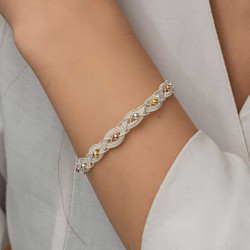 Gümüş İnci Kazaziye Örgü Bileklik Gümüş İnci Kazaziye Örgü Bileklik