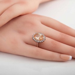 Gümüş Turuncu Taşlı Oval Kadın Yüzük Gümüş Turuncu Taşlı Oval Kadın Yüzük