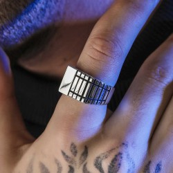 Gümüş Desenli Erkek Yüzük Gümüş Desenli Erkek Yüzük