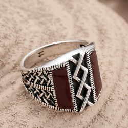 Gümüş Desenli Erkek Yüzük Gümüş Desenli Erkek Yüzük