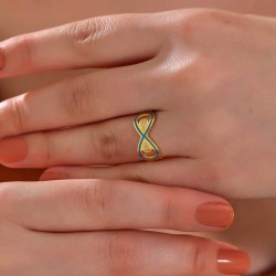 Gümüş Gold Zirkon Taşlı Sonsuzluk Kadın Yüzük Gümüş Gold Zirkon Taşlı Sonsuzluk Kadın Yüzük