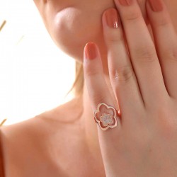 Gümüş Rose Çiçek Desenli Kadın Yüzük Gümüş Rose Çiçek Desenli Kadın Yüzük