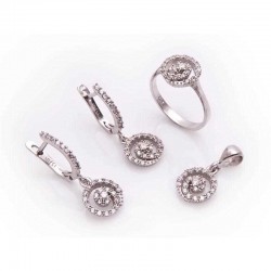 Gümüş Yuvarlak Taşlı Bayan Set Gümüş Yuvarlak Taşlı Bayan Set
