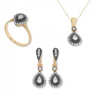 Gümüş Elmas Montür Damla Bayan Set Gümüş Elmas Montür Damla Bayan Set