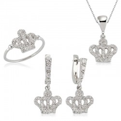 Gümüş Kraliçe Tacı Bayan Set Gümüş Kraliçe Tacı Bayan Set