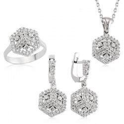 Gümüş Zirkon Taşlı Bayan Set Gümüş Zirkon Taşlı Bayan Set