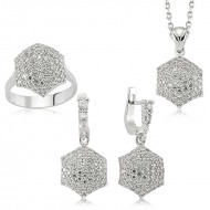 Gümüş Zirkon Taşlı Bayan Set Gümüş Zirkon Taşlı Bayan Set