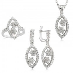 Gümüş Zirkon Taşlı Bayan Set Gümüş Zirkon Taşlı Bayan Set