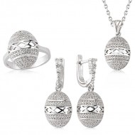 Gümüş Zirkon Taşlı Oval Bayan Set Gümüş Zirkon Taşlı Oval Bayan Set