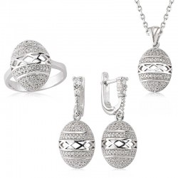 Gümüş Zirkon Taşlı Oval Bayan Set Gümüş Zirkon Taşlı Oval Bayan Set