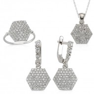 Gümüş Altıgen Bayan Set Gümüş Altıgen Bayan Set