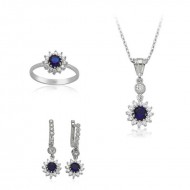 Gümüş Mavi Çiçek Bayan Set Gümüş Mavi Çiçek Bayan Set