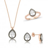 Gümüş Elmas Model Damla Bayan Set Gümüş Elmas Model Damla Bayan Set