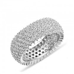 Gümüş 5 Sıra Beyaz Tamtur Bayan Alyans Yüzük Gümüş 5 Sıra Beyaz Tamtur Bayan Alyans Yüzük