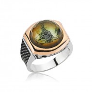 Gümüş Tuğralı  Erkek Yüzük Gümüş Tuğralı  Erkek Yüzük