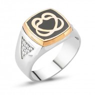 Gümüş Çift Vav Erkek Yüzük Gümüş Çift Vav Erkek Yüzük