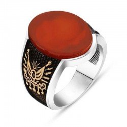 Gümüş Taşlı Osmanlı Armalı Erkek Yüzük Gümüş Taşlı Osmanlı Armalı Erkek Yüzük