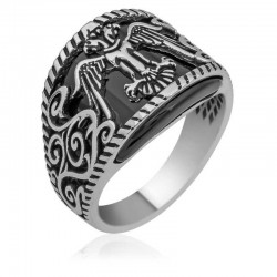 Gümüş Çift Başlı Kartal Armalı Erkek Yüzük Gümüş Çift Başlı Kartal Armalı Erkek Yüzük