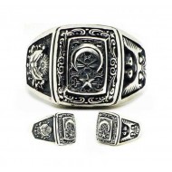 Gümüş Ay Yıldız Osmanlı Arması Kartal Desenli Erkek Yüzük Gümüş Ay Yıldız Osmanlı Arması Kartal Desenli Erkek Yüzük