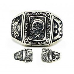 Gümüş Ay Yıldız Osmanlı Arması Kartal Desenli Erkek Yüzük Gümüş Ay Yıldız Osmanlı Arması Kartal Desenli Erkek Yüzük