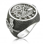 Gümüş Osmanlı Devlet Armalı Erkek Yüzük Gümüş Osmanlı Devlet Armalı Erkek Yüzük