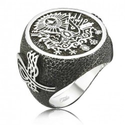 Gümüş Osmanlı Devlet Armalı Erkek Yüzük Gümüş Osmanlı Devlet Armalı Erkek Yüzük