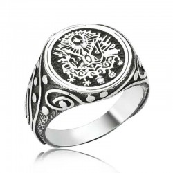 Gümüş Osmanlı Devlet Armalı Erkek Yüzük Gümüş Osmanlı Devlet Armalı Erkek Yüzük