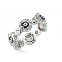 Gümüş Nazarlı Tamtur Bayan Yüzük Gümüş Nazarlı Tamtur Bayan Yüzük