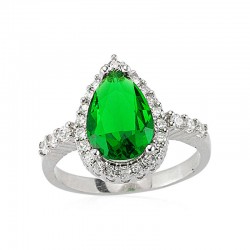 Gümüş Yeşil Damla Taşlı Bayan Yüzük Gümüş Yeşil Damla Taşlı Bayan Yüzük