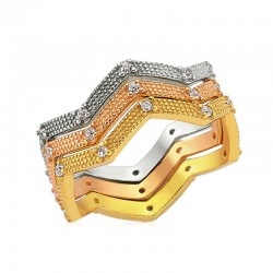 Gümüş Üç Renk Tamtur Bayan Yüzük Gümüş Üç Renk Tamtur Bayan Yüzük